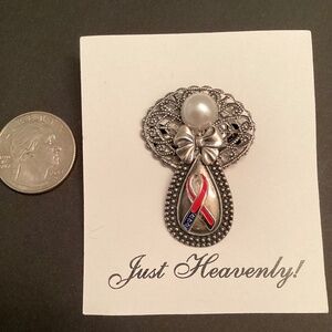Patriotic, Silver tone guardian angel pin with ribbon…  hand crafted